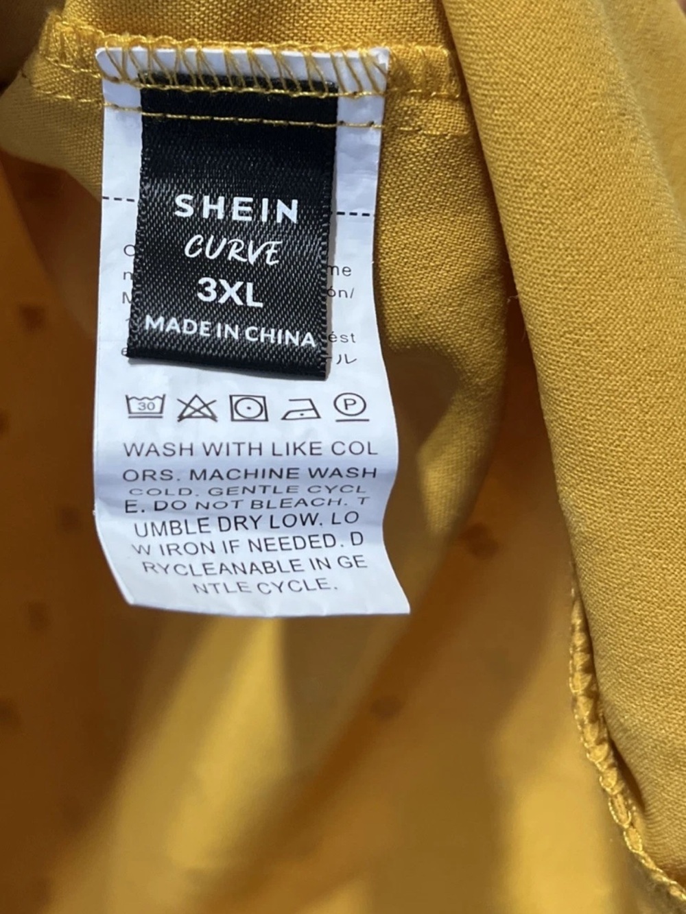 SHEIN CURVE Mustard Yellow Ruffle Yoke Top - Picture 8 of 12